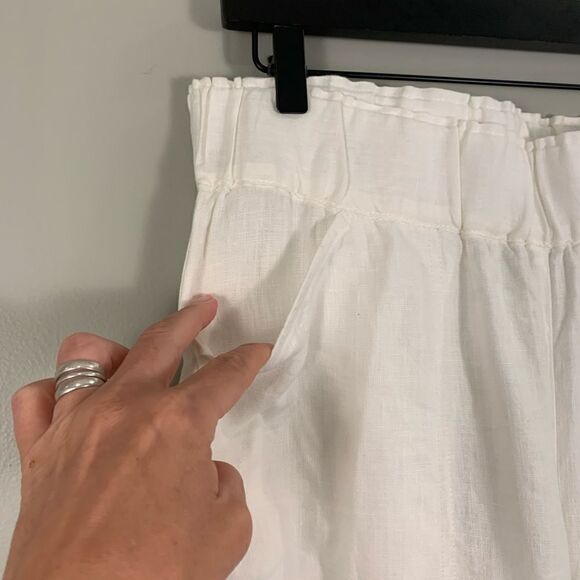 J Jill Purejill linen white linen elastic waist cropped pants size medium - Picture 5 of 12